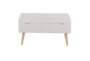 31" Beige Storage Bench With Natural Wood Legs - Back