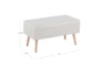 31" Beige Storage Bench With Natural Wood Legs - Detail