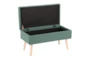 31" Modern Teal Green Storage Bench With Natural Wood Legs - Front