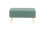 31" Modern Teal Green Storage Bench With Natural Wood Legs - Front