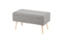 31" Grey Storage Bench With Natural Wood Legs - Back