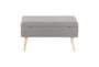 31" Grey Storage Bench With Natural Wood Legs - Back