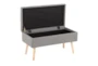 31" Grey Storage Bench With Natural Wood Legs - Front