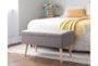 31" Grey Storage Bench With Natural Wood Legs - Room
