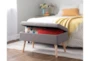 31" Grey Storage Bench With Natural Wood Legs - Room