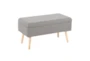 31" Grey Storage Bench With Natural Wood Legs - Signature