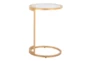 24" Round Gold With Clear Tampered Glass C-Table - Side