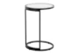 24" Round Black With Clear Tampered Glass C-Table - Back