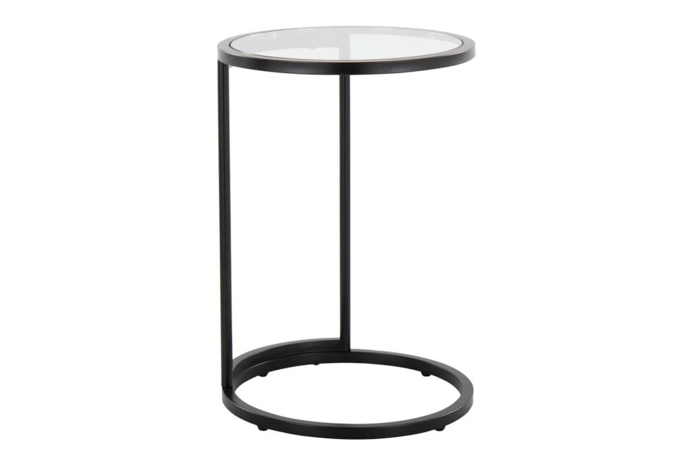 24" Round Black With Clear Tampered Glass C-Table