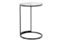 24" Round Black With Clear Tampered Glass C-Table - Signature