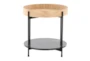 18" Black Metal + Natural Wood With Black Marble Accent Table - Back