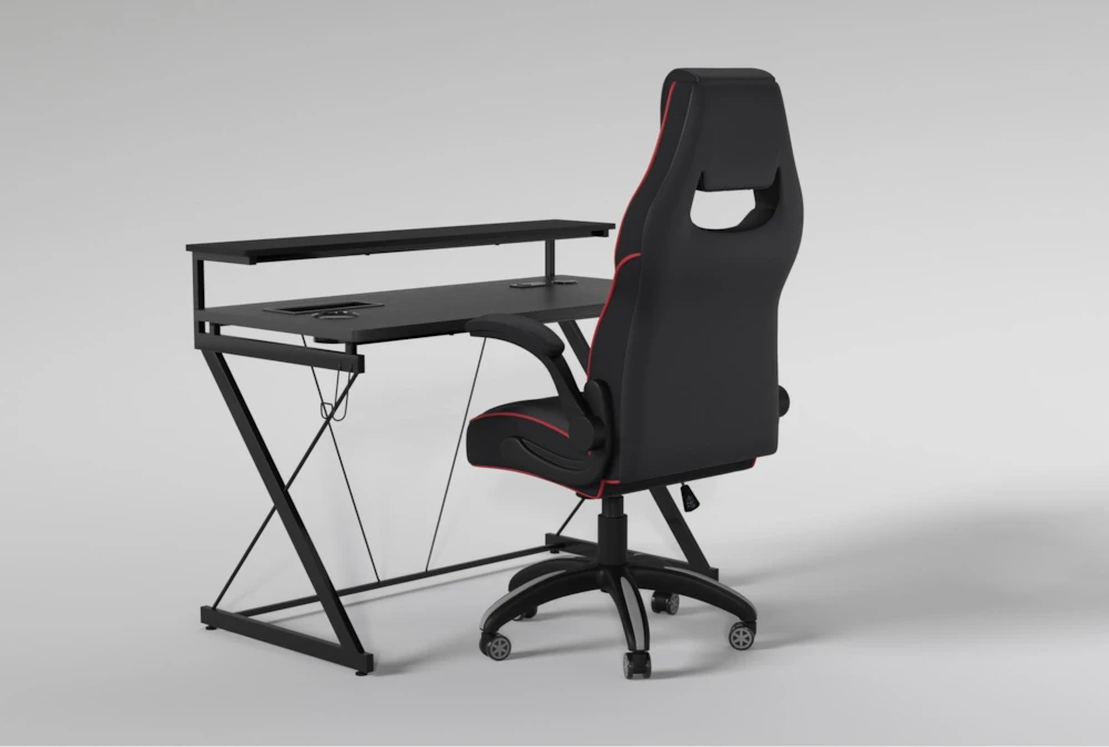 Gaming Set Zone Gaming Desk With 1 Shelf + Theory Gaming Black Chair