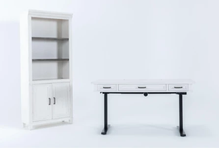 Aberdeen 2 Piece Office Set Adjustable Standing Desk + 76" Bookcase