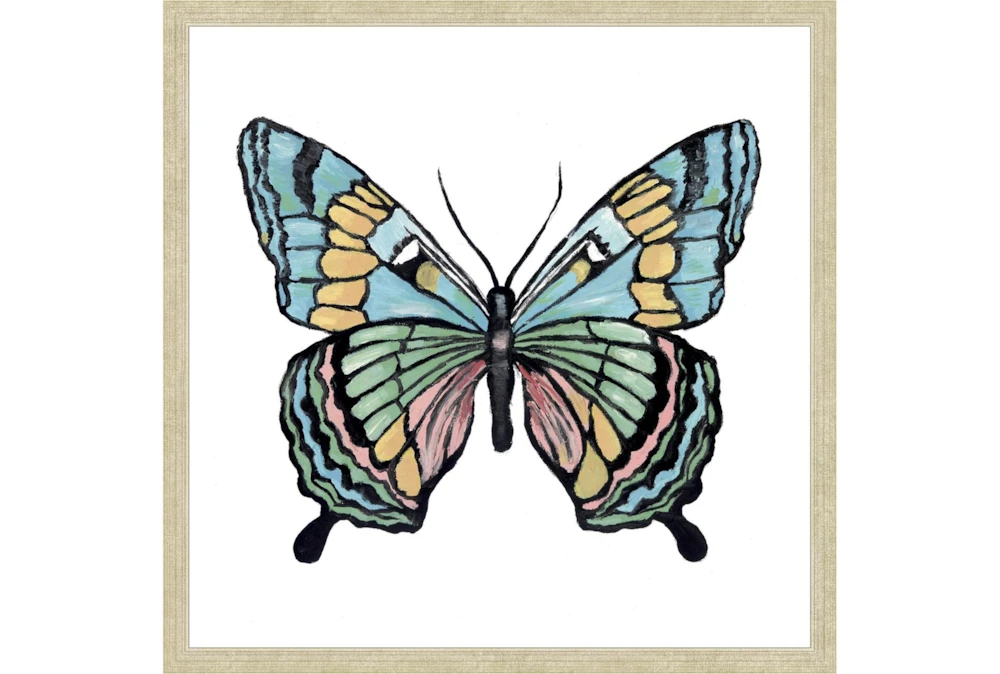 26X26 Vibrant Teal Butterfly With Champagne Frame