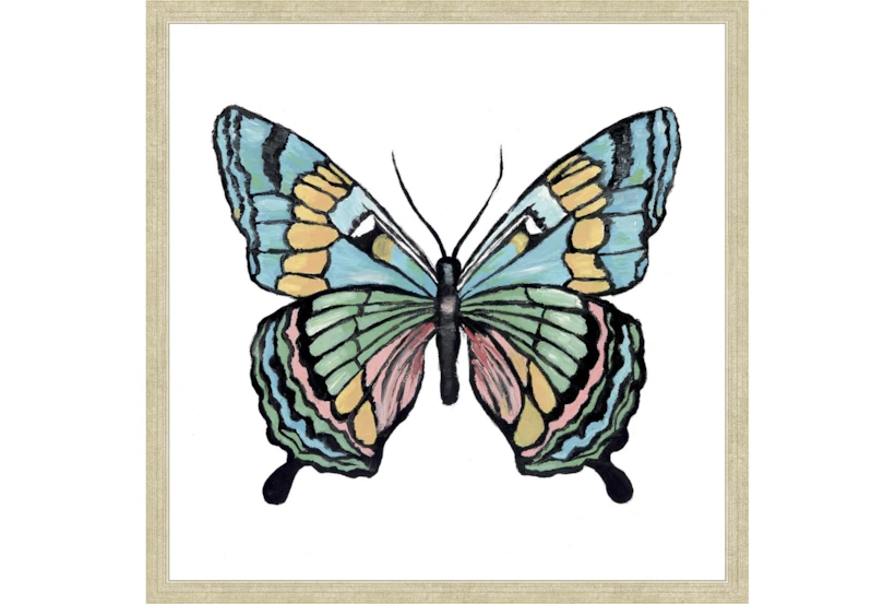 26X26 Vibrant Teal Butterfly With Champagne Frame - 360