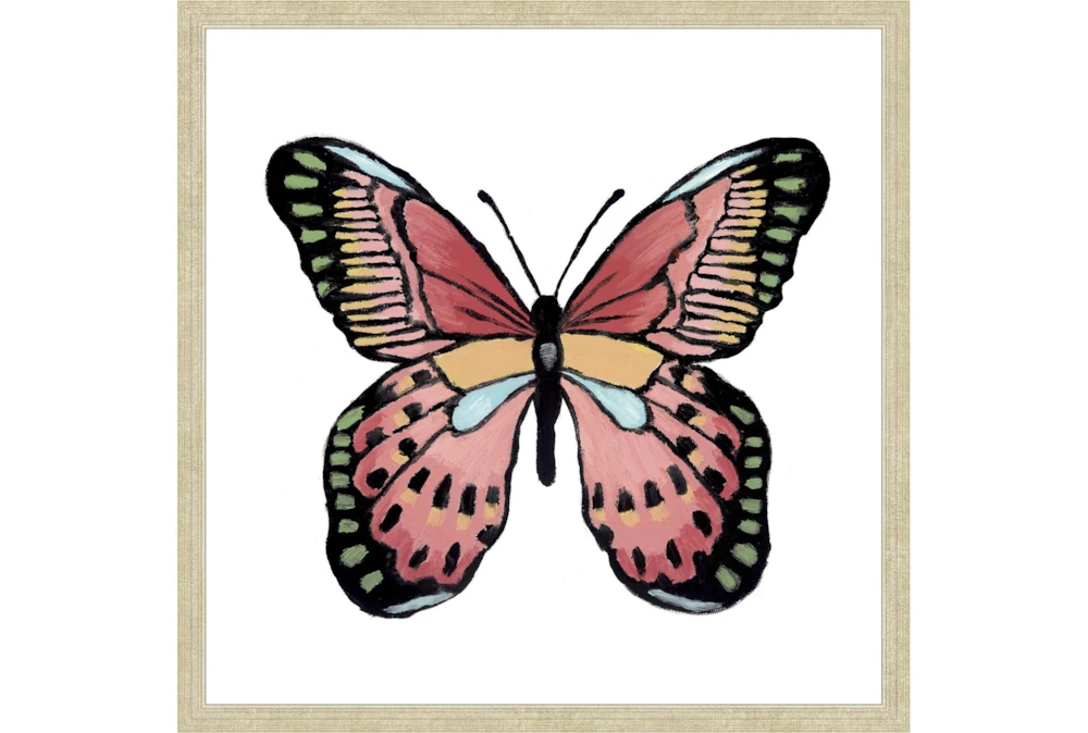 26X26 Vibrant Pink Butterfly With Champagne Frame