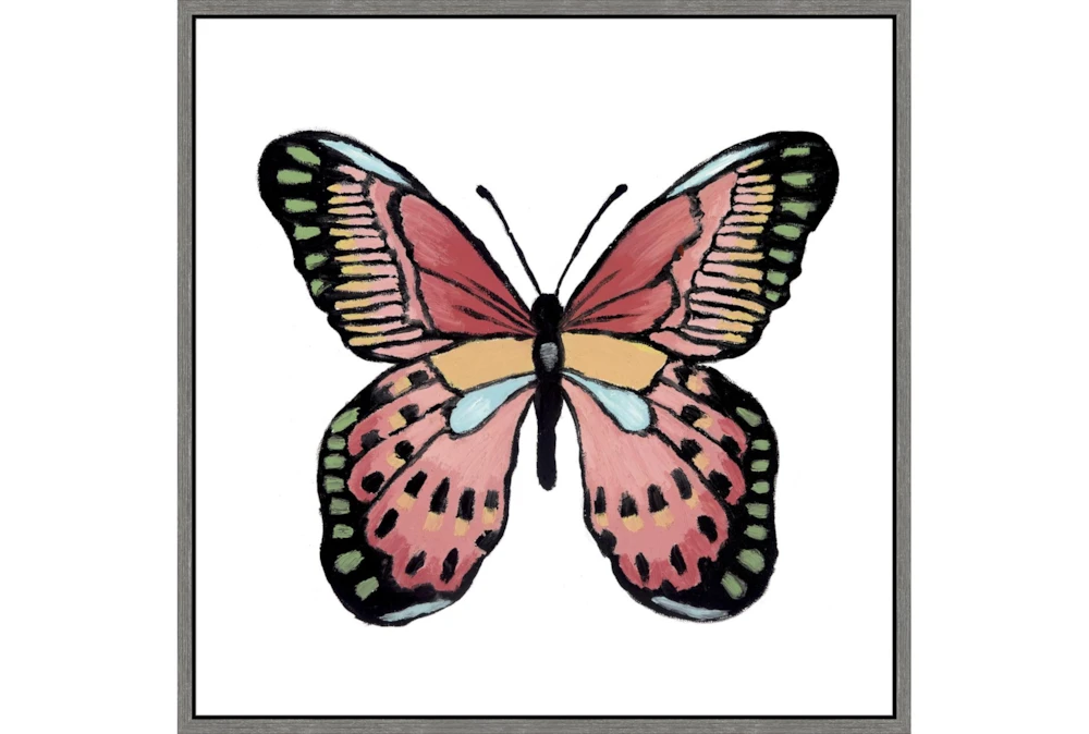 26X26 Vibrant Pink Butterfly With Grey Floater Frame