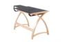 43" Natural Wood + Glass Writing Desk With 1 Shelf - Back