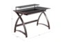 43" Natural Wood + Glass Writing Desk With 1 Shelf - Detail