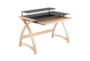 43" Natural Wood + Glass Writing Desk With 1 Shelf - Front