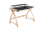 43" Natural Wood + Glass Writing Desk With 1 Shelf - Signature