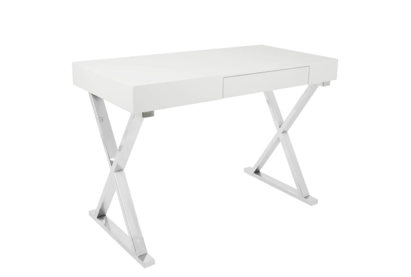 43" White Luxe Writing Desk With 1 Drawer - 360
