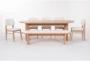 Catania Modern Natural 86" Oval Dining With Bench + Boucle Side Chair Set For 8 - Signature