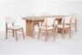 Catania Modern Natural 86" Oval Dining With Boucle Side Chair Set For 6 - Side