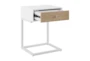 25" Matte White With Natural Oak Veneer 1-Drawer Accent Table - Detail