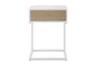 25" Matte White With Natural Oak Veneer 1-Drawer Accent Table - Signature