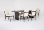 Nomad Brown Oak Modern Industrial 98" Dining With Upholstered Chair Set For 6 - Side