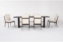 Nomad Brown Oak Modern Industrial 98" Dining With Upholstered Chair Set For 6 - Signature