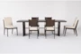 Nomad Brown Rectangle Wood 98" Dining Table With 4 Side Chair + 2 Upholstered Chair Set For 6 - Signature