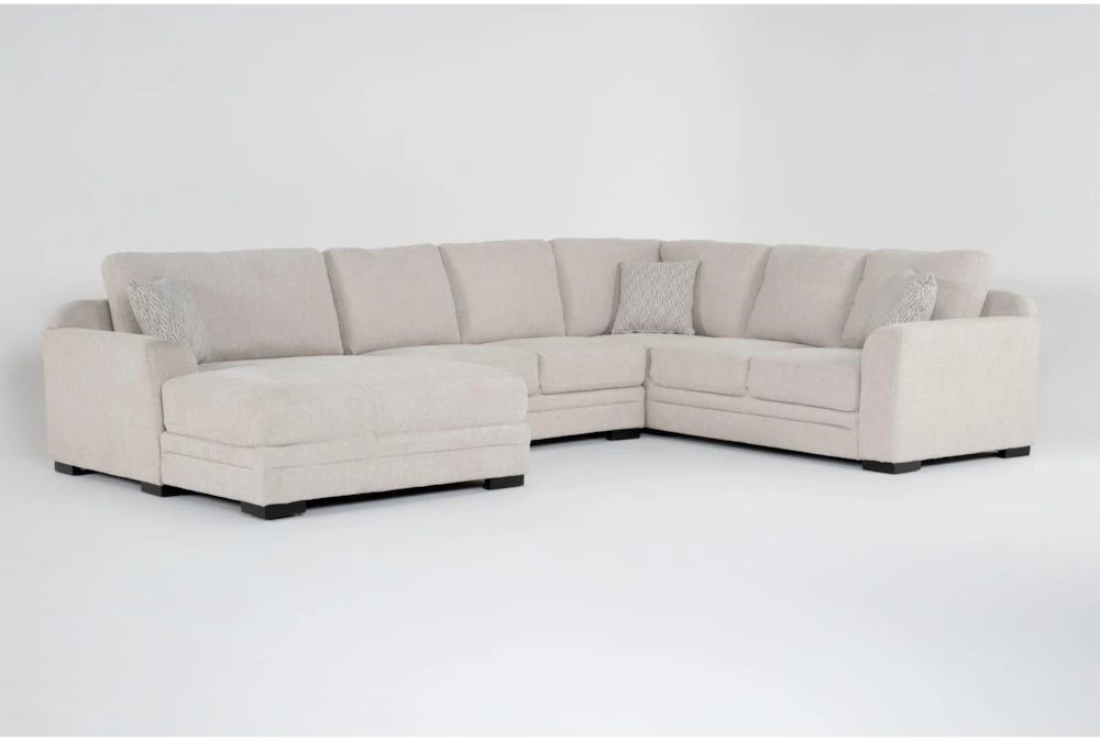 Archer Cream 142" 3 Piece Sectional with Left Arm Facing Oversized Chaise