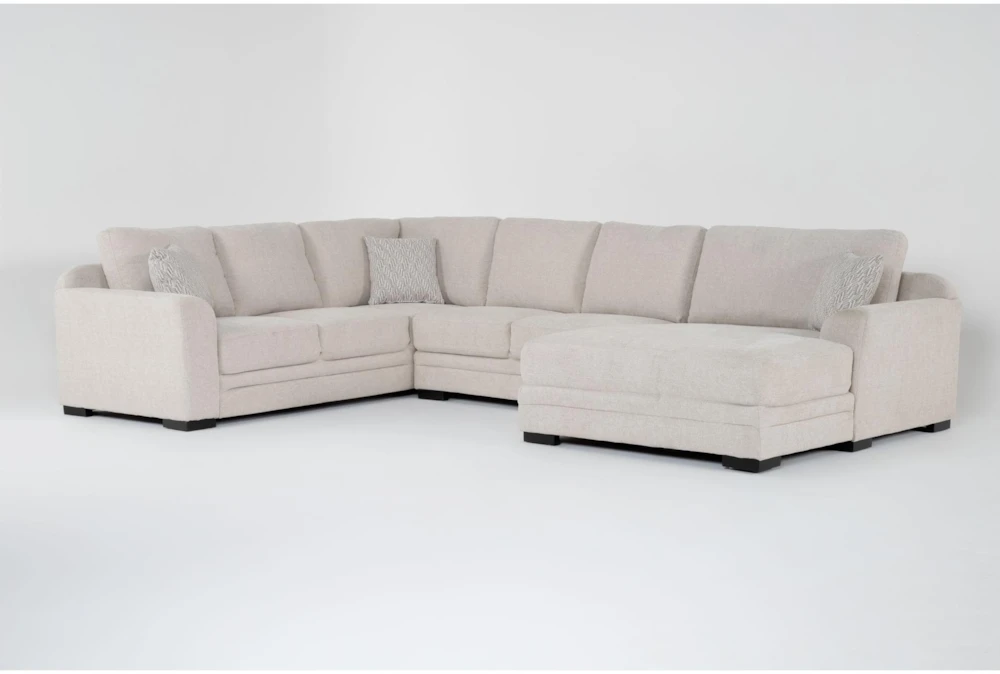 Archer Cream 142" 3 Piece Sectional with Right Arm Facing Oversized Chaise