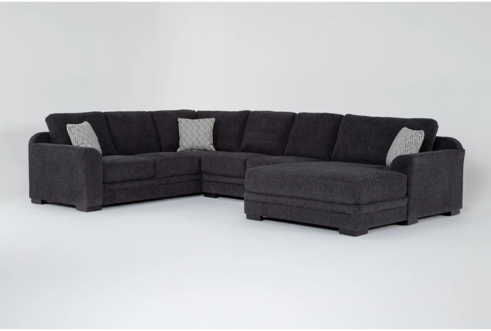 Archer Slate 142" 3 Piece Sectional with Right Arm Facing Oversized Chaise