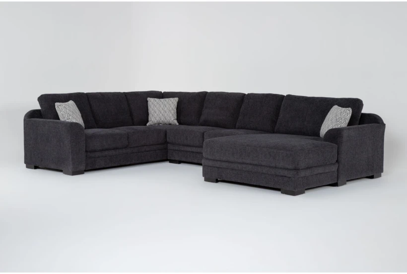 Archer Slate 142" 3 Piece Sectional with Right Arm Facing Oversized Chaise - 360