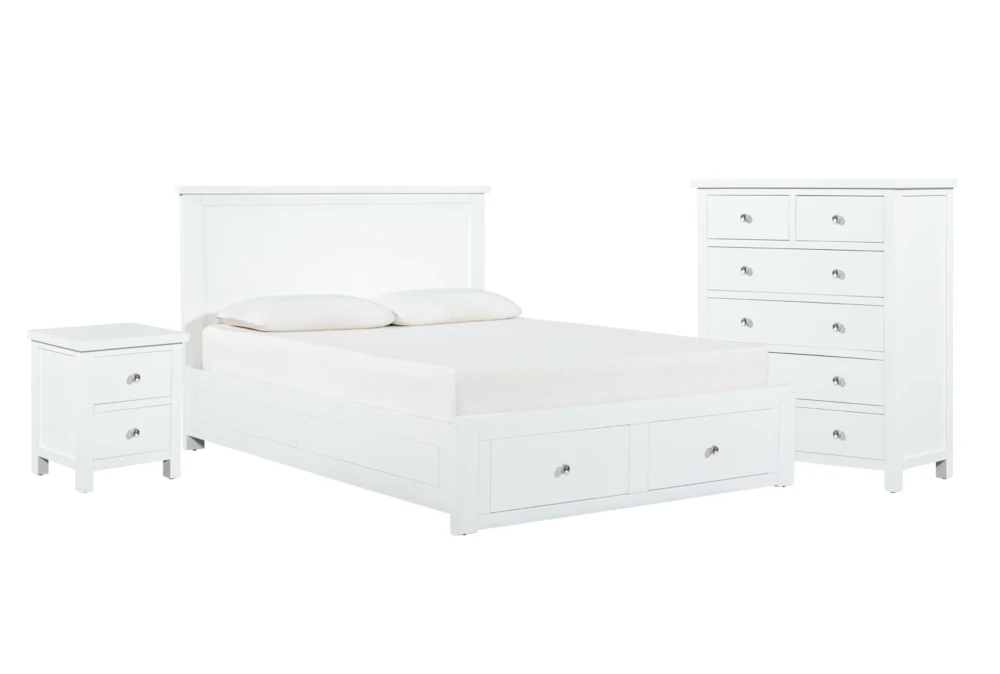 Larkin White King Storage 3 Piece Bedroom Set With Chest & Nightstand