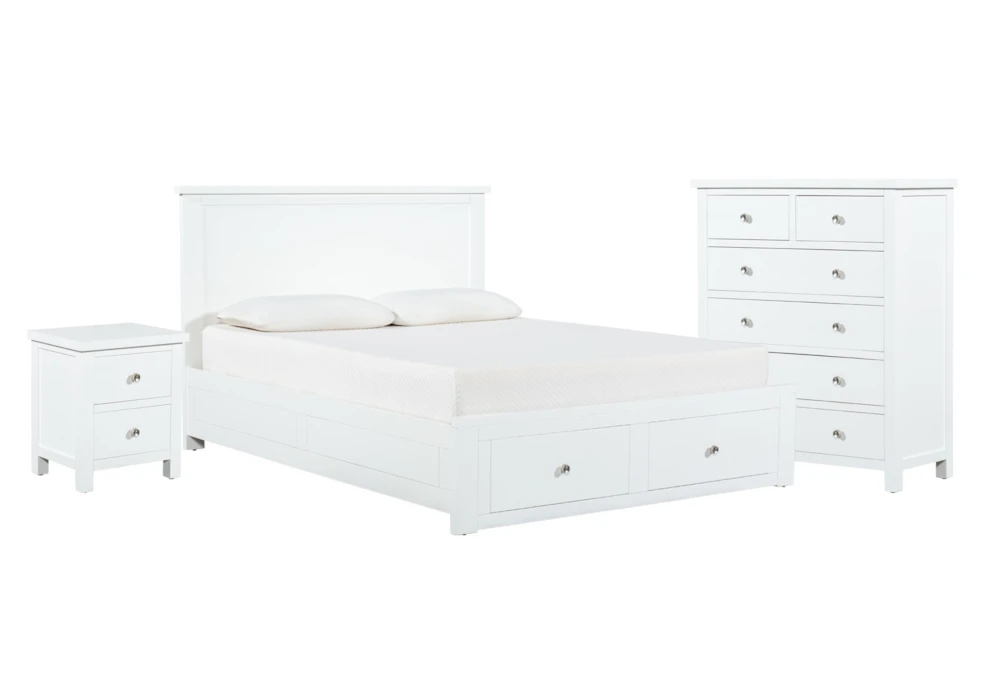 Larkin White Full Storage 3 Piece Bedroom Set With Chest & Nightstand