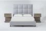 Boswell Grey King Upholstered Storage 3 Piece Bedroom Set With 2 Pierce Natural II 1-Drawer Nightstands - Signature