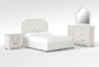Sophia White II King Upholstered Storage 4 Piece Bedroom Set With Kincaid White II Dresser, Mirror & 2-Drawer Nightstand - Signature