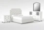 Sophia White II King Upholstered Storage 4 Piece Bedroom Set With Wade White II Dresser, Mirror & Nightstand - Signature