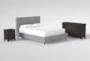Dean Charcoal Queen Upholstered 3 Piece Bedroom Set With Larkin Espresso II Dresser & Nightstand - Signature