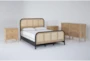 Magnolia Home Monte Wood & Cane Queen 4 Piece Bedroom Set With Wells II Dresser & 2 2-Drawer Nightstands By Joanna Gaines - Signature