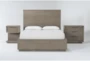 Pierce Natural California King Wood Storage 3 Piece Bedroom Set With 1-Drawer Nightstand & 3-Drawer Nightstand - Signature