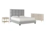 Boswell Grey Queen Upholstered 3 Piece Bedroom Set With Camila II Dresser & Nightstand - Signature