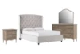 Mariah King Velvet Upholstered 4 Piece Bedroom Set With Deliah II Dresser, Mirror & 3 Drawer Nightstand - Signature