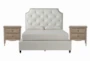 Sophia White II Queen Upholstered Storage 3 Piece Bedroom Set With 2 Deliah II 3-Drawer Nightstands - Signature