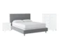 Dean Charcoal Full Upholstered 3 Piece Bedroom Set With Larkin White II Chest & Nightstand - Signature