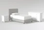 Dean Charcoal Twin Upholstered 3 Piece Bedroom Set With Larkin White II Dresser & Nightstand - Signature